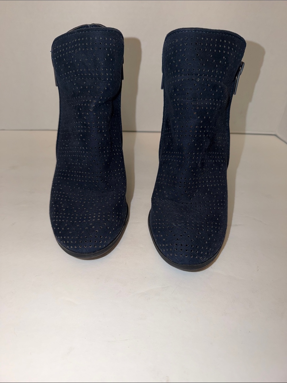Carlos Santana’s Women's Navy Suede-like Perforated Ankle Boot-Sz 6